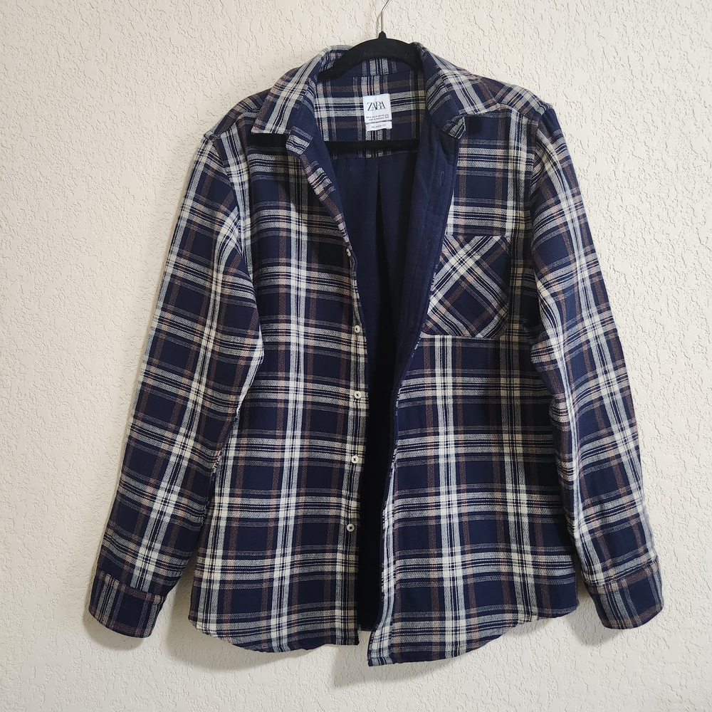 Zara Men's Plaid Flannel Shirt Jacket Or Shacket In Size Medium